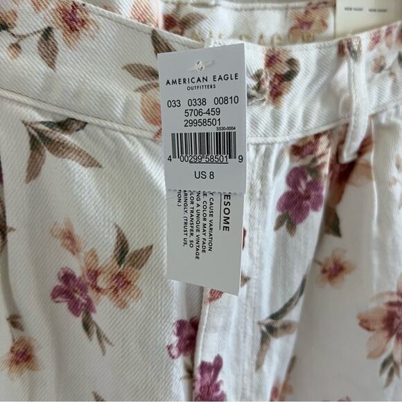 NWT American Eagle Floral Mom Short Cream Pink Boho Romantic 8 - Picture 6 of 8